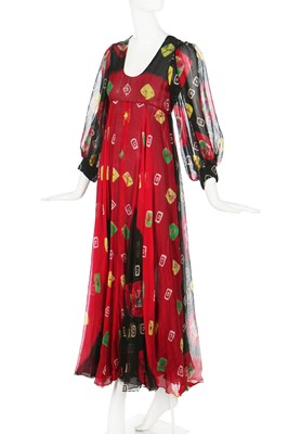 Lot 139 - A Thea Porter printed chiffon evening gown, 1970s