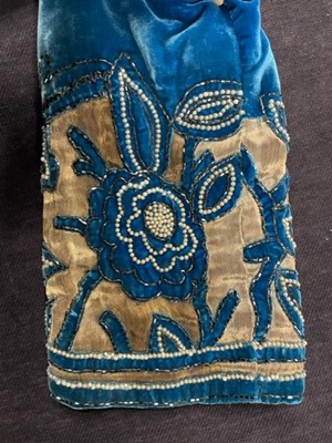 Lot 70 - A Steins of New York teal cut-velvet and lamé opera coat, 1930s