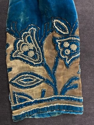 Lot 70 - A Steins of New York teal cut-velvet and lamé opera coat, 1930s