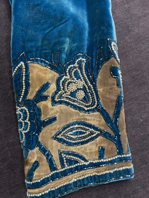 Lot 70 - A Steins of New York teal cut-velvet and lamé opera coat, 1930s