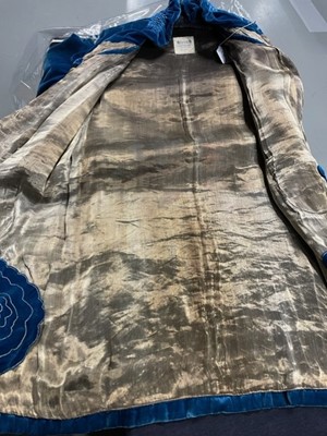 Lot 70 - A Steins of New York teal cut-velvet and lamé opera coat, 1930s