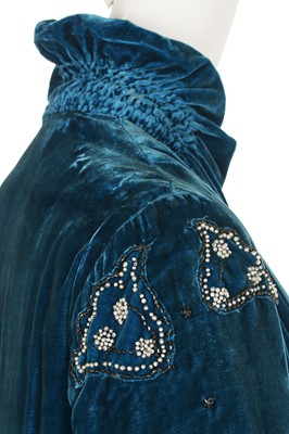 Lot 70 - A Steins of New York teal cut-velvet and lamé opera coat, 1930s
