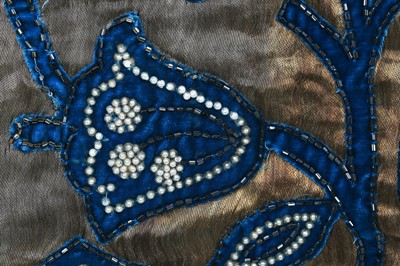 Lot 70 - A Steins of New York teal cut-velvet and lamé opera coat, 1930s