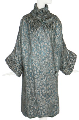 Lot 56 - A good lamé opera coat in shades of silver and sea-green, 1930s