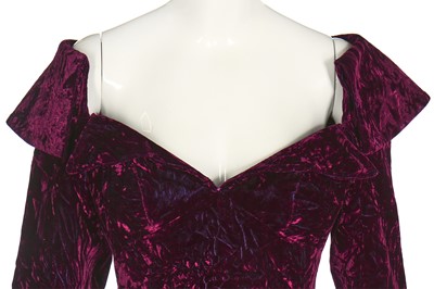 Lot 198 - Jerry Hall's Antony Price purple crushed-velvet cocktail dress, circa 1990