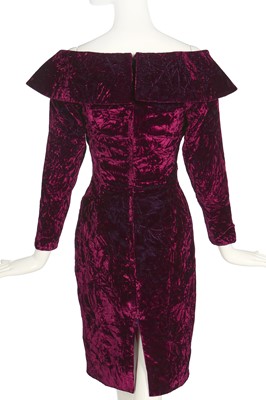 Lot 198 - Jerry Hall's Antony Price purple crushed-velvet cocktail dress, circa 1990