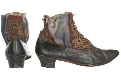 Lot 47 - A pair of unusual ladies' embroidered ankle boots, Turkish, 1880-90