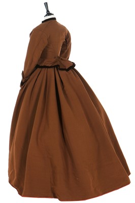 Lot 45 - An afternoon dress of cinnamon-brown ottoman silk-wool, 1865-70
