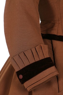 Lot 45 - An afternoon dress of cinnamon-brown ottoman silk-wool, 1865-70