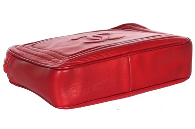 Lot 6 - A Chanel fire-engine-red lambskin leather handbag, 1986-88