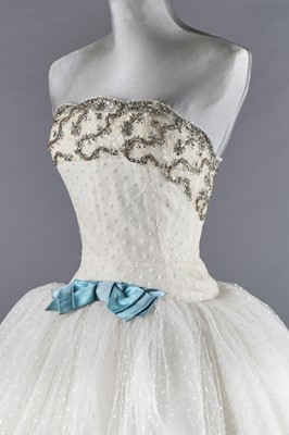 Lot 79 - Audrey Hepburn's Givenchy haute couture white point d'esprit ball gown worn in the opera scene of 'Love in the Afternoon', 1956