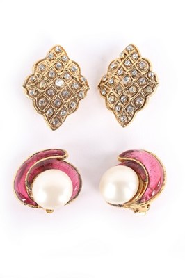 Lot 73 - Two pairs of Chanel earrings, signed, clip-on...