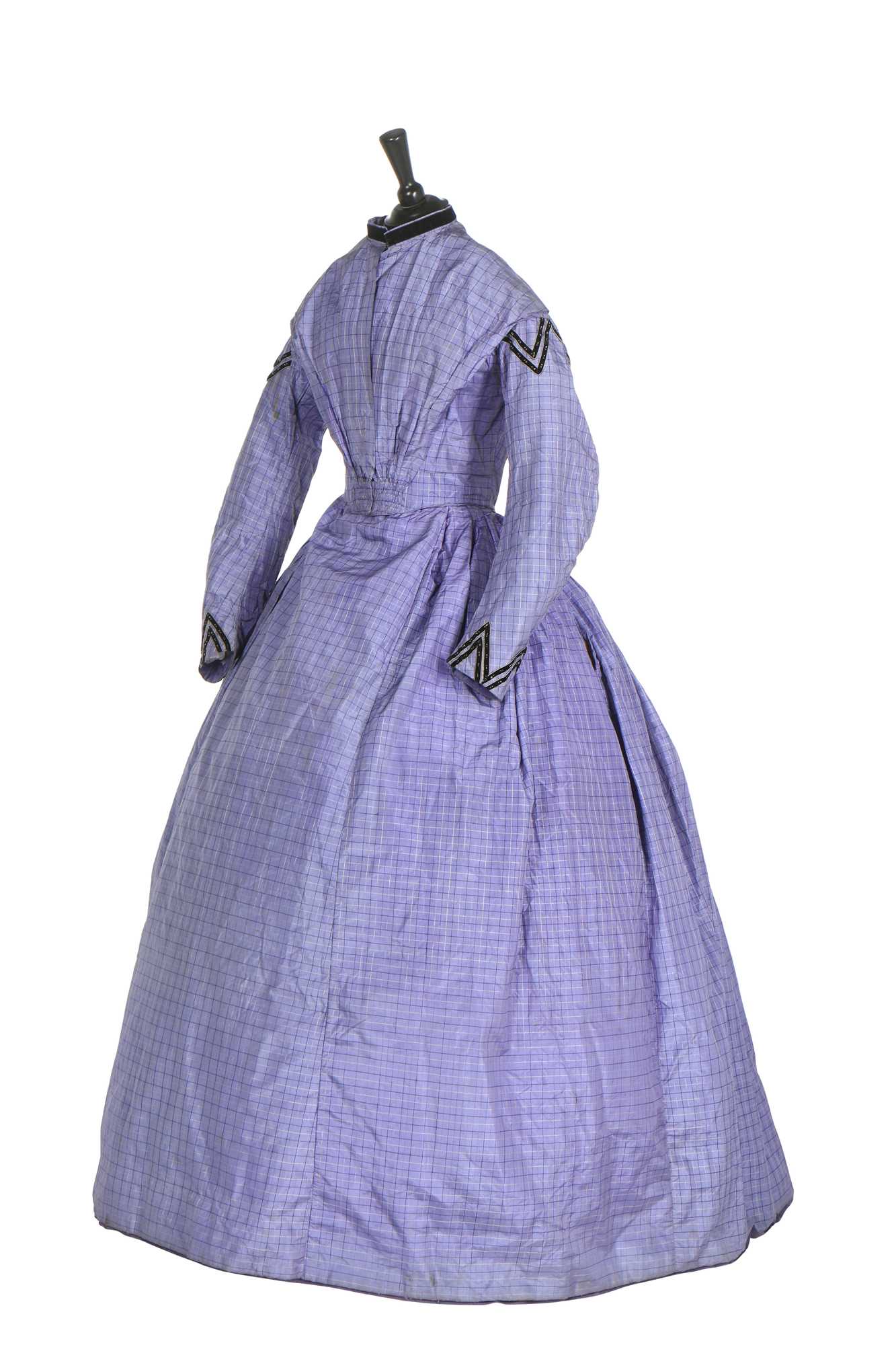 Lot 418 - A checked purple silk dress, circa 1860