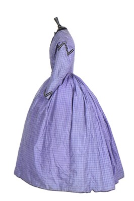 Lot 418 - A checked purple silk dress, circa 1860