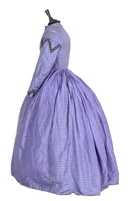 Lot 418 - A checked purple silk dress, circa 1860