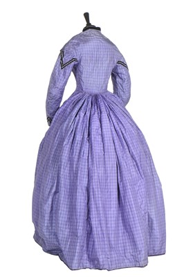 Lot 418 - A checked purple silk dress, circa 1860