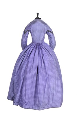 Lot 418 - A checked purple silk dress, circa 1860