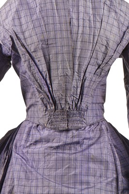 Lot 418 - A checked purple silk dress, circa 1860