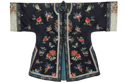 Lot 262 - An embroidered satin informal robe, Changfu, Chinese, circa 1900