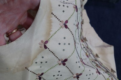 Lot 35 - Three men's embroidered silk waistcoats, late 18th-early 19th century