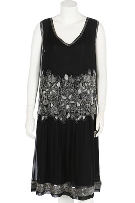 Lot 61 - A beaded black chiffon flapper dress, circa 1926
