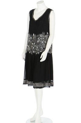 Lot 61 - A beaded black chiffon flapper dress, circa 1926