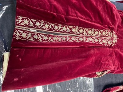 Lot 39 - A gentleman's embroidered crimson velvet court coat, late 19th century