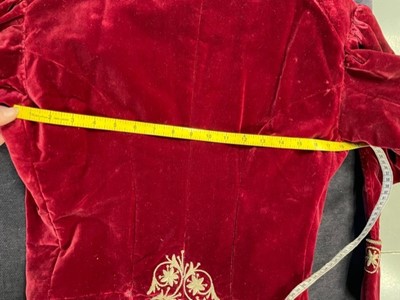 Lot 39 - A gentleman's embroidered crimson velvet court coat, late 19th century