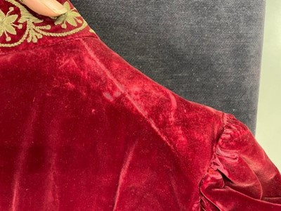 Lot 39 - A gentleman's embroidered crimson velvet court coat, late 19th century