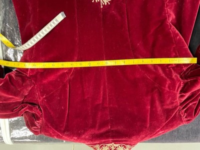 Lot 39 - A gentleman's embroidered crimson velvet court coat, late 19th century