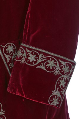Lot 39 - A gentleman's embroidered crimson velvet court coat, late 19th century