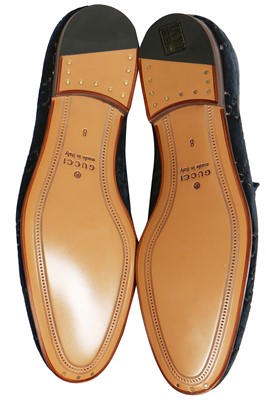Lot 114 - A pair of Gucci men's cut velvet loafers, 2000s