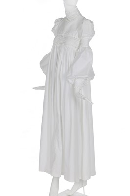 Lot 98 - A good Biba historically-inspired white cotton gown, 1966