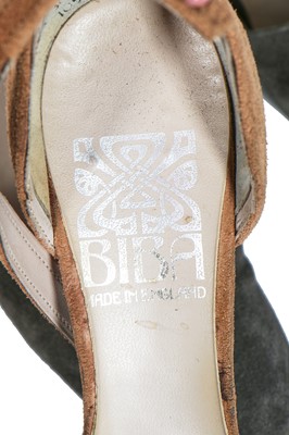 Lot 125 - A rare pair of Biba two-tone suede wedge-heeled shoes, 1970s