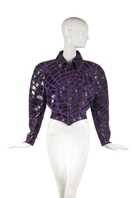 Lot 349 - A Thierry Mugler purple suede jacket, 'Les Infernales'/ 'She Devils' collection, Autumn-Winter 1988-89