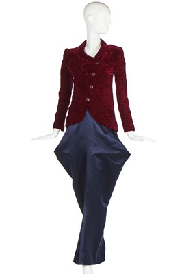 Lot 149 - A Chanel couture plum velvet jacket, circa 1989