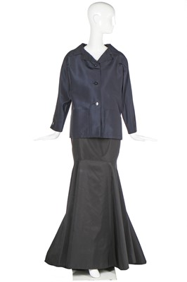 Lot 156 - A Balmain couture midnight-blue silk faille jacket, late 1990s-early 2000s