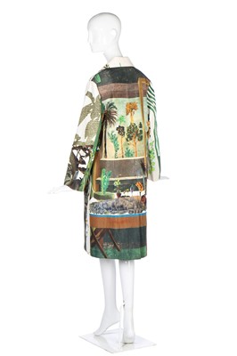 Lot 162 - A Prada silk faille coat with print by Christophe Chemin, Autumn-Winter 2016
