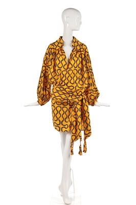 Lot 358 - A fine Westwood/McLaren squiggle print shirt and sash, 'Pirate' collection, Autumn-Winter 1981-82