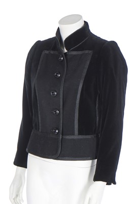 Lot 240 - An Yves Saint Laurent couture black velvet jacket, probably Autumn-Winter 1988-89