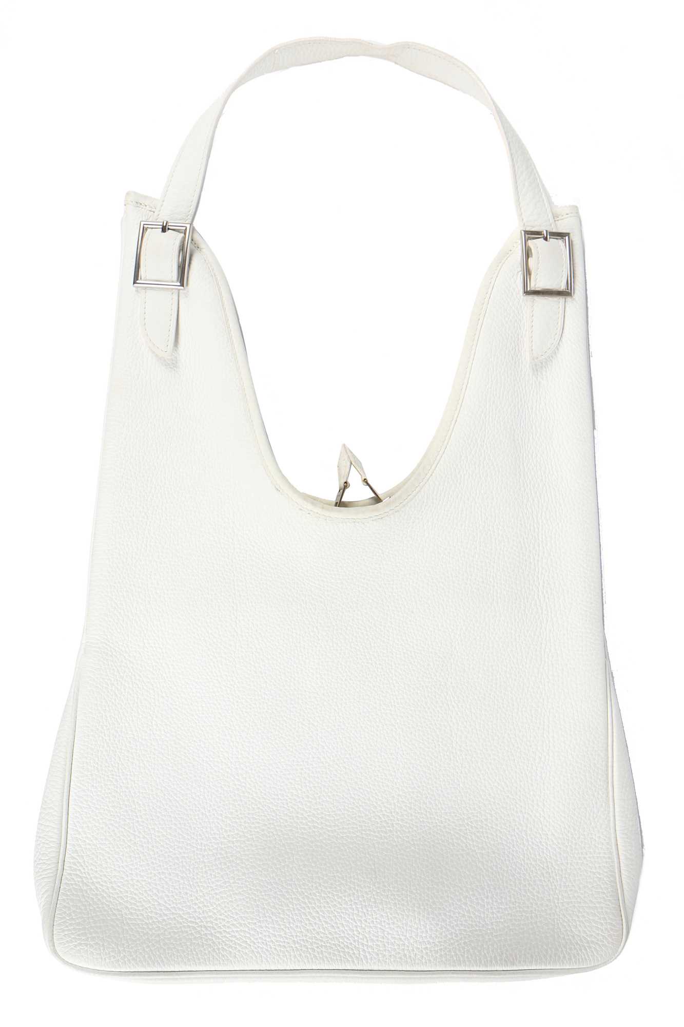 Lot 126 - An Hermès white Fjord leather Massi bag,