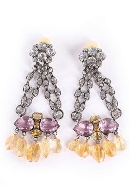 Lot 84 - A pair of Iradj Moini faceted amethyst and...