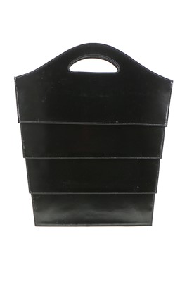Lot 142 - An Issey Miyake 2D collapsible black patent bag, modern