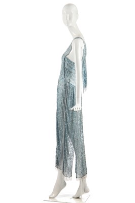 Lot 258 - A beaded pale blue tulle evening gown, circa 1930