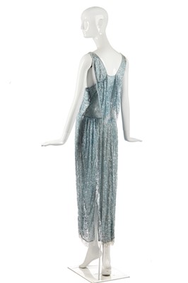 Lot 258 - A beaded pale blue tulle evening gown, circa 1930