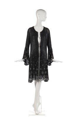Lot 252 - A beaded black muslin evening coat, late 1920s