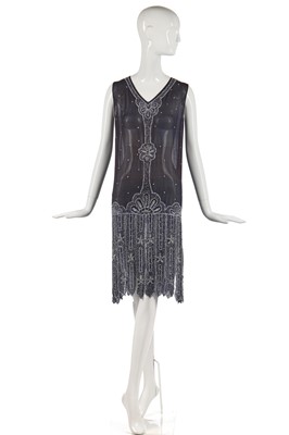 Lot 243 - A midnight blue chiffon flapper dress, 1926-28