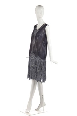 Lot 243 - A midnight blue chiffon flapper dress, 1926-28