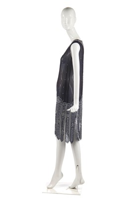 Lot 243 - A midnight blue chiffon flapper dress, 1926-28