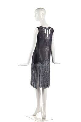 Lot 243 - A midnight blue chiffon flapper dress, 1926-28